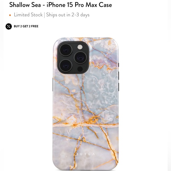 BNWT Burga iPhone 15 Pro Max Case Shallow Sea Marble Blue Phone Case MagSafe - Picture 2 of 9